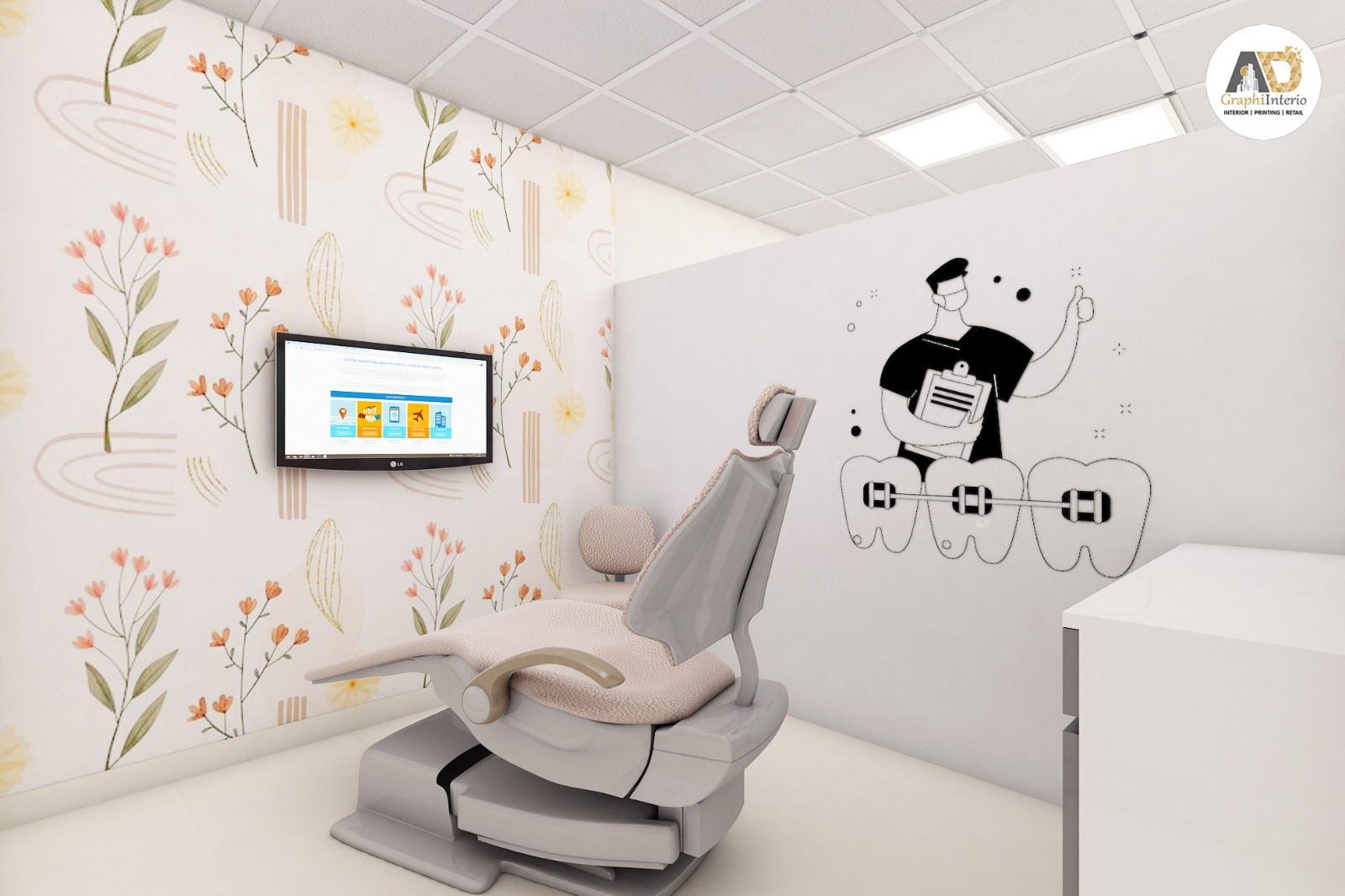 Minimalistic dental treatment room interior design