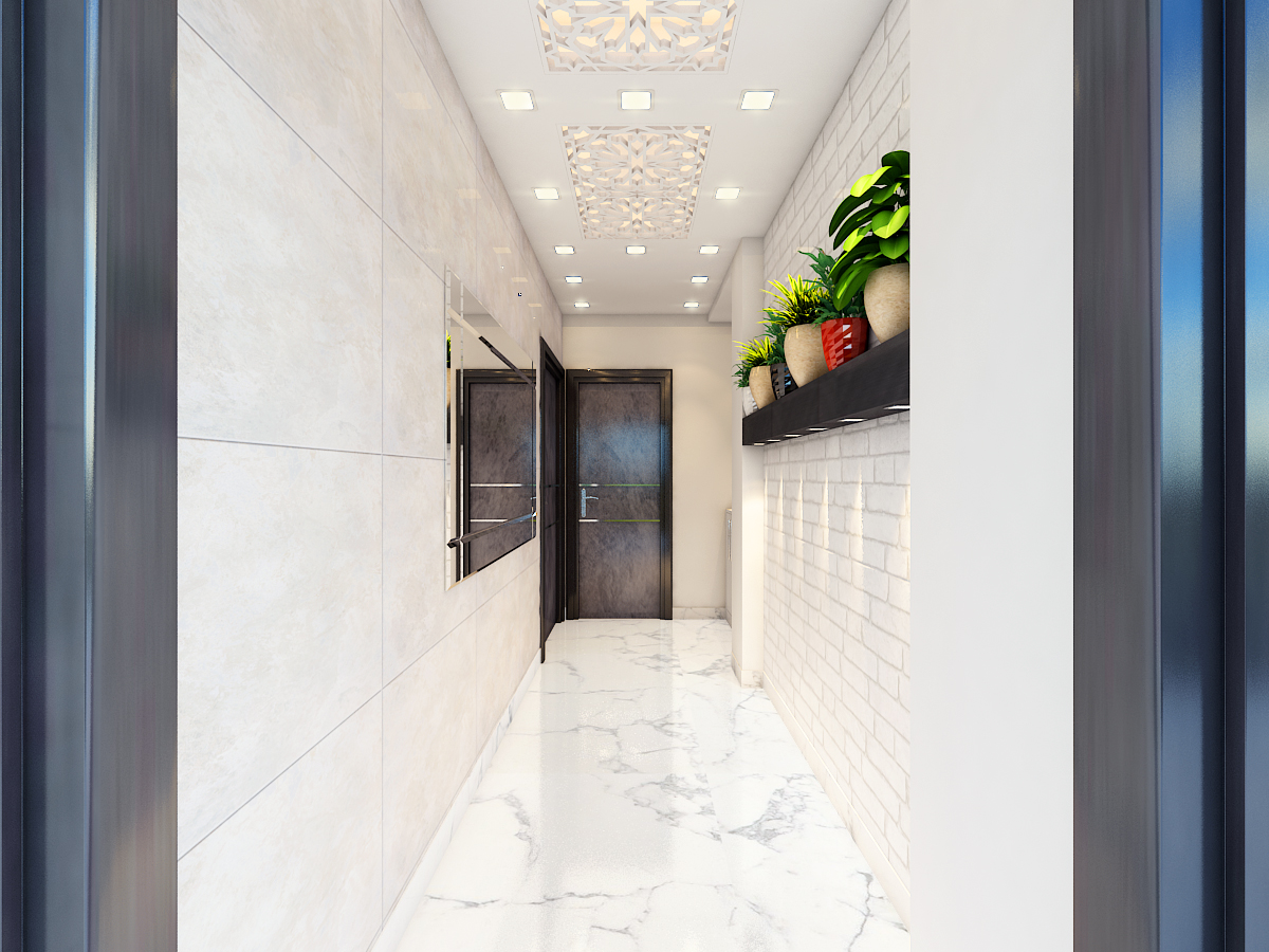 Stylish residential hallway interior design in Ghaziabad