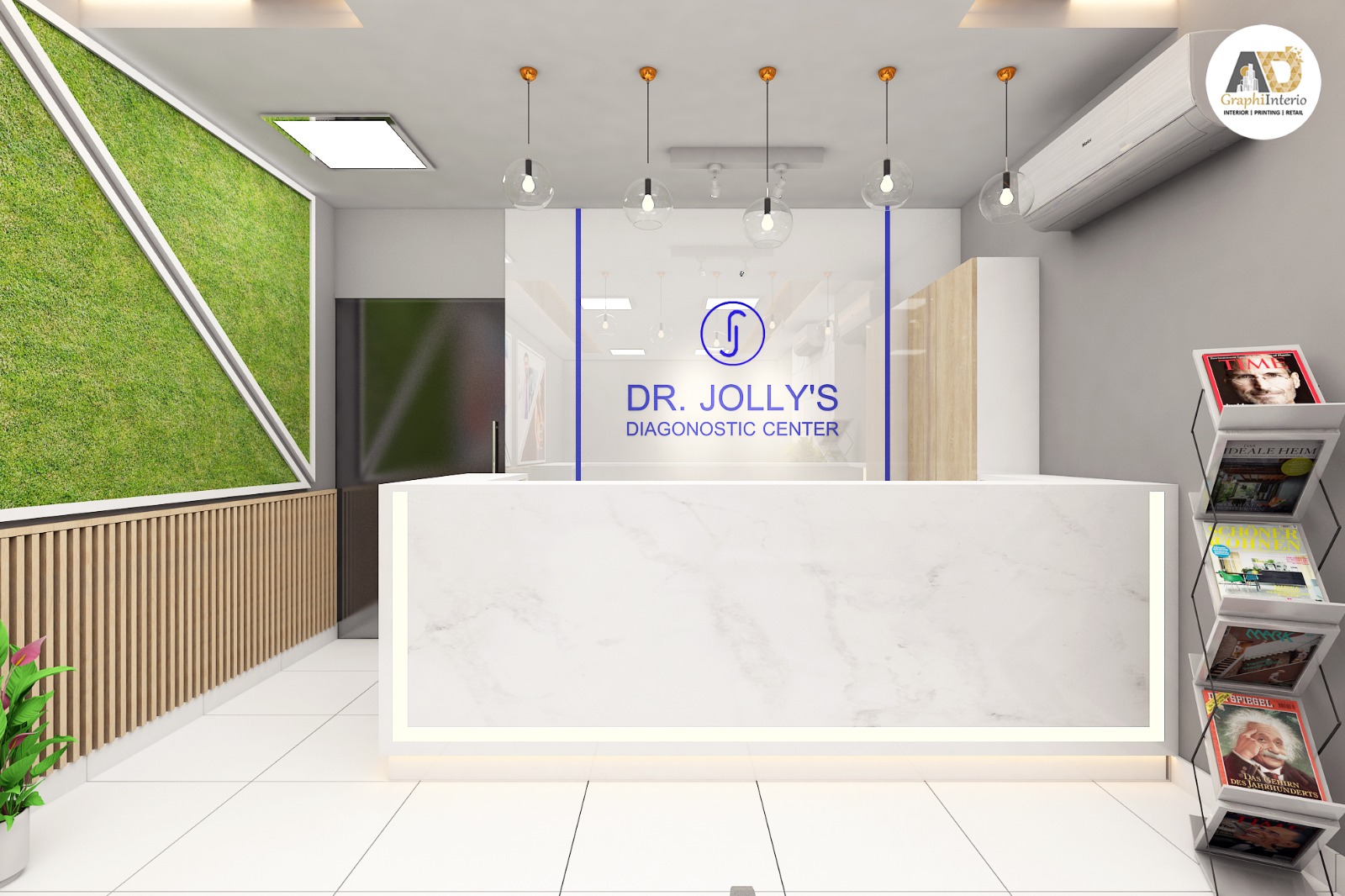 Luxury clinic reception interior design for Dr. Jolly