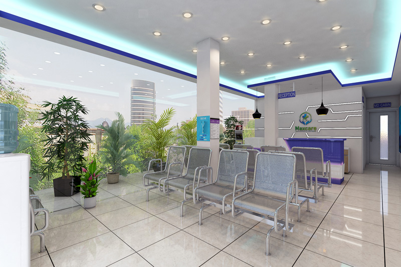 Max Care Clinic Guwahati reception interior design