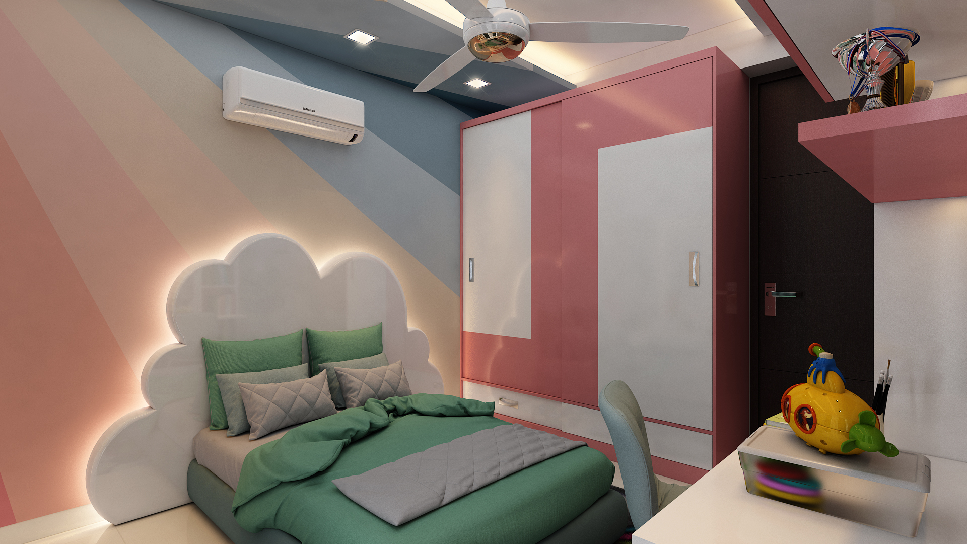 Modern kitchen interior design in Noida residence