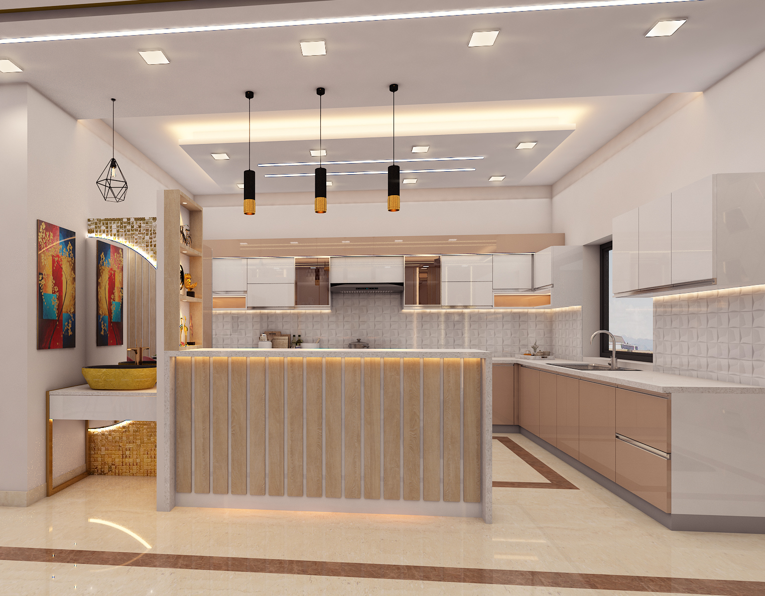 Minimalistic bedroom interior design in Noida