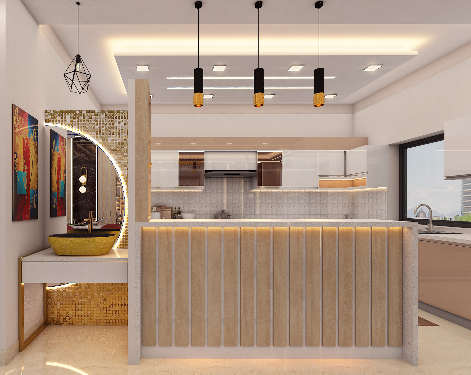 Residential interior project completed in Noida by Interiors by AD